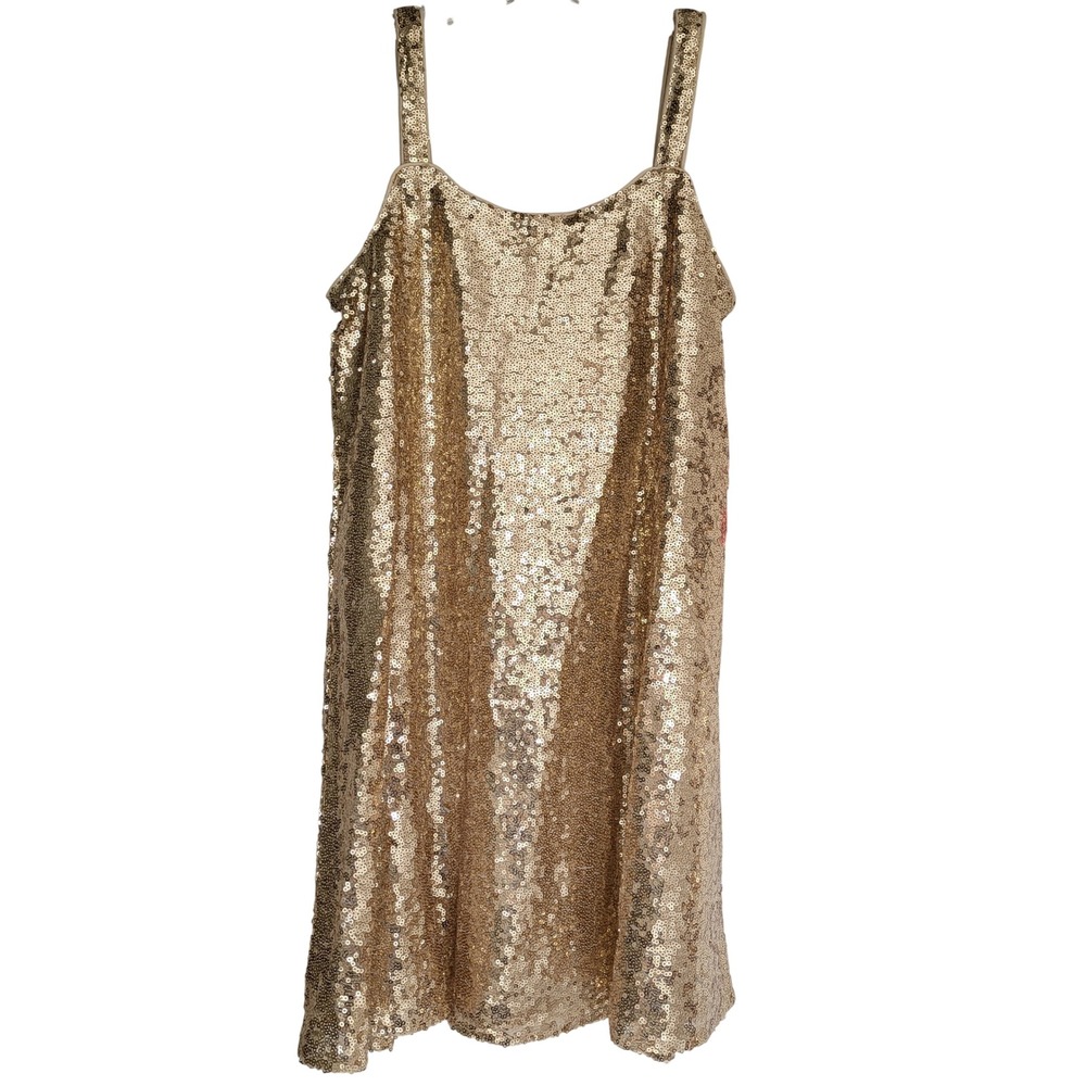 With Jules Girls XL Gold Sequin Sleeveless Shift Party Dress MC004TD New Shiney